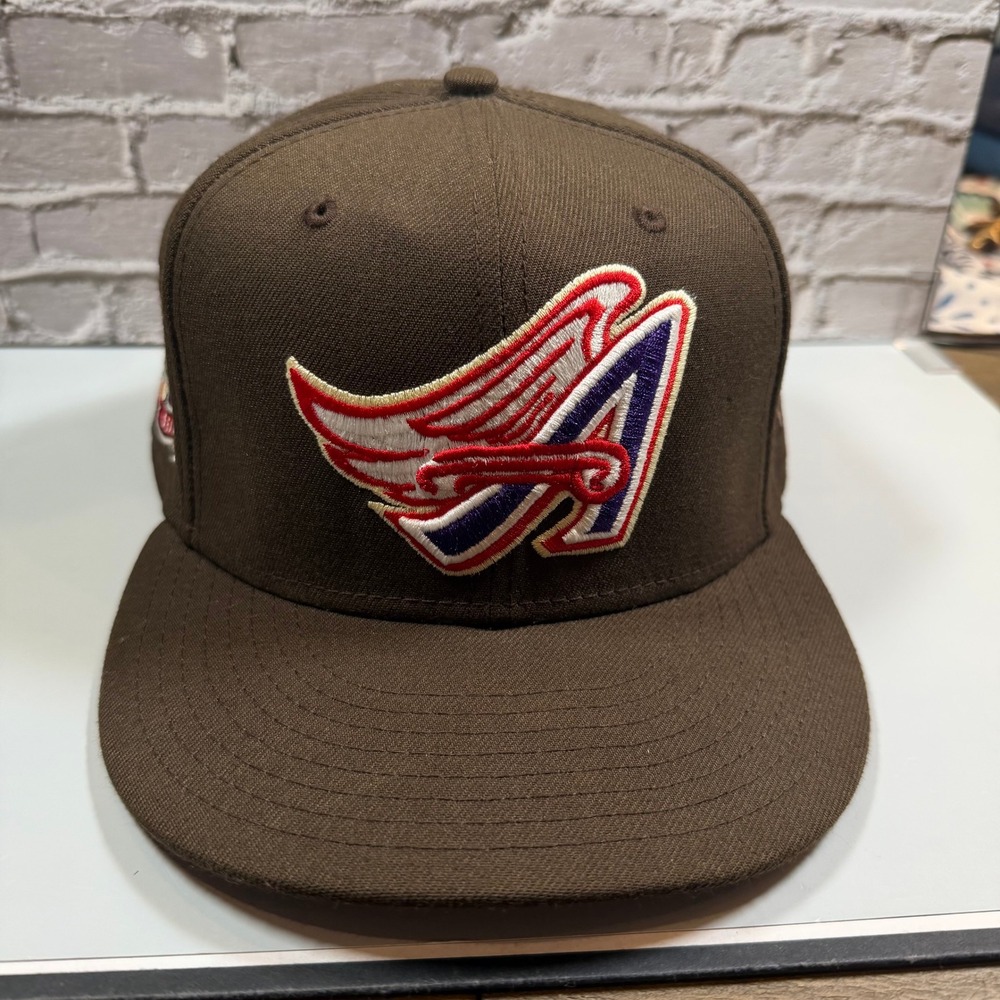 New Era Anaheim Angels 40th Season Winged A Fitted Hat Brown MLB Size 7 1/2